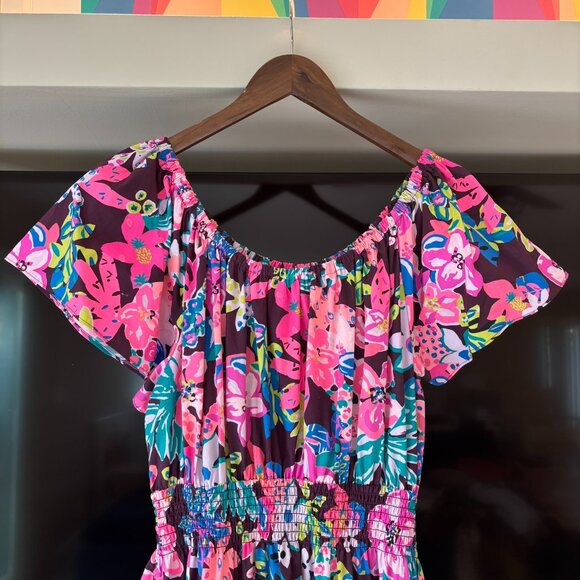 Lilly Pulitzer Ellabell Bohemian Garden Floral Tiered Maxi Dress Pockets Large - Picture 6 of 14